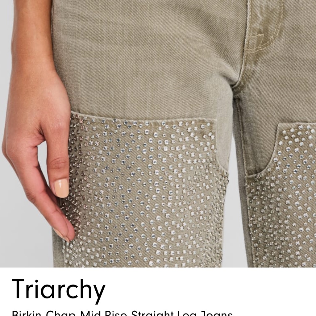 Triarchy Birkin Champ Mid-Rise Straight Leg Jeans - Khaki Green Worn Once